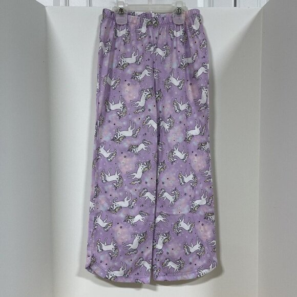 Justice Girls Sz 8 Pajama Pants Lounge Pull on Purple Unicorn Pjs Slumber - Picture 1 of 4